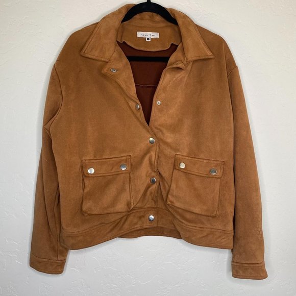 Harper & Me Brown Faux Suede Jacket - Picture 2 of 9